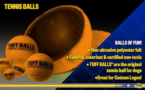 PetSport Giant Tuff Ball - Giant Tennis Balls for Large Dogs, Great for Boredom & Aggressive Chewers, Dog Toy, Certified Non-Toxic, Won't Wear Down Teeth - 4"(6pack) - size: 4 Inches (Pack of 6)