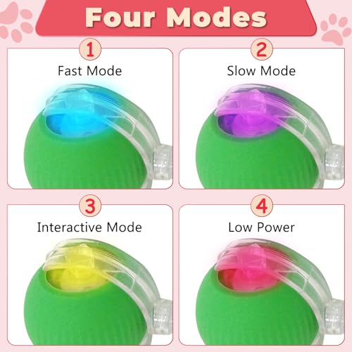3pcs Smart Interactive Pet Toy Ball, Self Rolling Dog Ball Interactive Cat Toys, 360° Smart Automatic Rolling Ball Toy for Dogs Cats Indoor Outdoor Play (Red&Green&Grey) - color: Red+Green+Grey