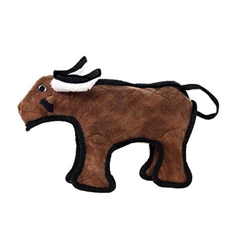 TUFFY® 2 Pack Bull Sheep Small Ultra Durable Plush Dog Toys - color: Brown Jr Bull Black White Jr Sheep