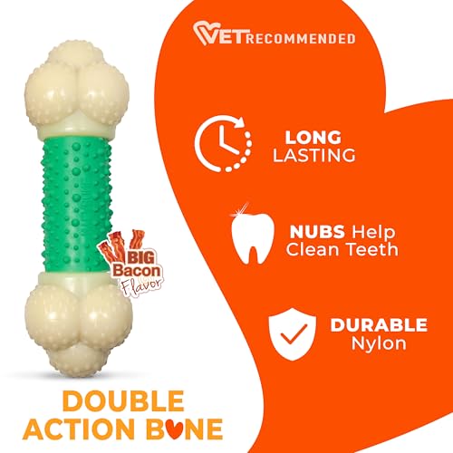 Nylabone Power Chew Double Action Barbell Bone Dog Chew Toy, X-Large - size: X-Large