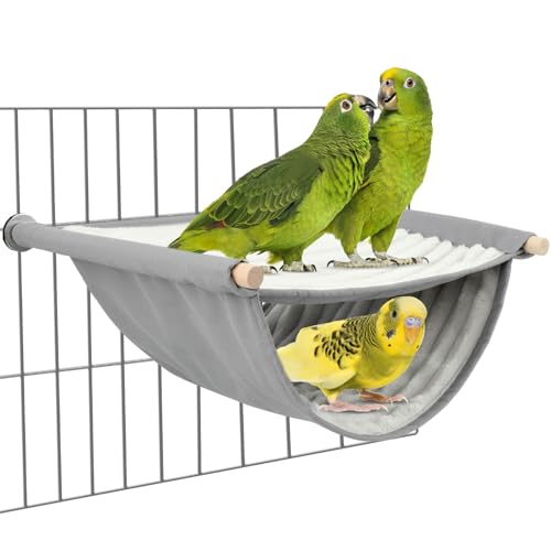 BWOGUE Bird Nest Bed Hanging Hammock, Parakeet Bed for Cage, Cockatiel Bed - color: Grey, size: Large (13.56"x9.2")