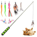Cat Fishing Pole for Indoor Cats,Interactive cat Toys with Colorful Feather and Bell. (Green)