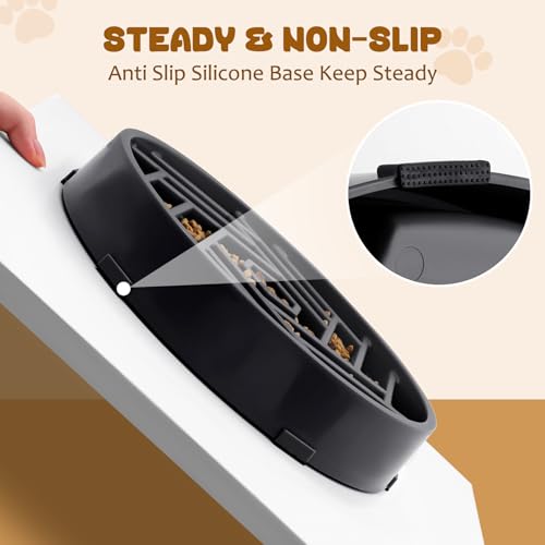 WHIPPY Slow Feeder Dog Bowl, Puzzle Maze Design to Slow Down Eating, 3-Cup Capacity, Anti-Gulping Food Bowl for Medium & Large Dogs,Black - color: black