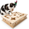 Wooden Cat Scratch Puzzle Enrichment Box,Interactive Cat Slow Feeder Maze Puzzle Toy,Durable Mental Stimulation Enrichment Toy.Relieve Boredom & Reduce Destructive Behaviors - style: Large 11.8×15.4IN