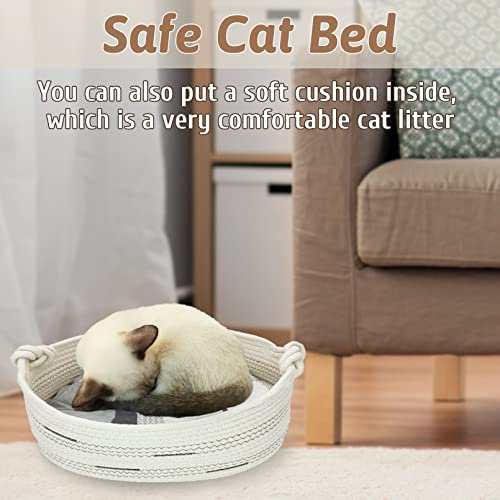Fhiny Cotton Rope Dog Toy Basket with Handle Puppy Toys Storage Bin Small Woven Rectangle Diapers Pet Kitty Bed Perfect for Carry Pet Chew Toys Blankets Leashes Doggie Stuff - Beige M - size: B-M:15.7"×11.4"×7"
