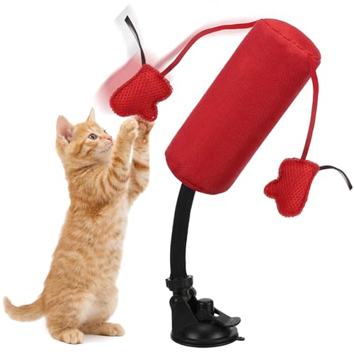 1 Pcs Cat Punch Bag Toy Suction Cup Base Catnip,Red - color: red black