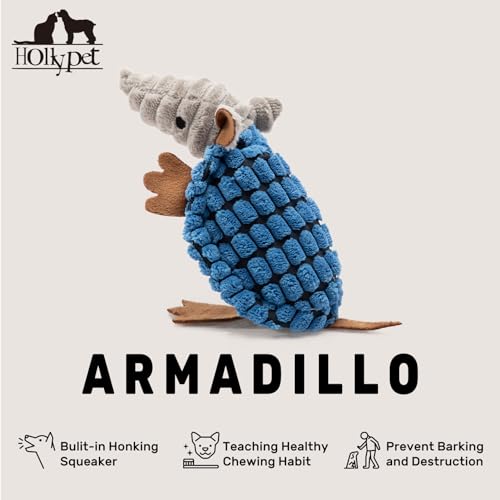 Hollypet Armadillo Squeaky Puppy Dog Toys for Small Medium Dogs, 6" - color: Blue, size: 6 IN