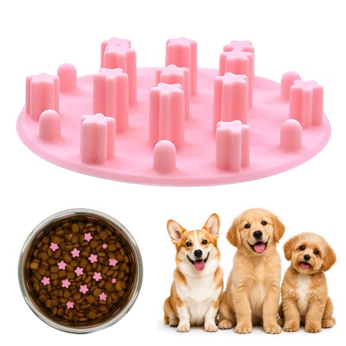Slow Feeder Insert for Cat and Dog Bowls, Medium 4.8 Inch, Pink - color: Pink, Medium