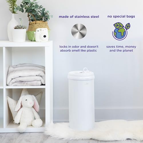 Ubbi Stainless Steel Diaper Pail, No Special Bags, Odor-Locking, Marble - color: Marble