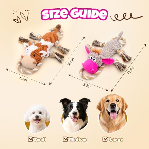 2-Pack Squeaky Crinkle Plush Dog Toys