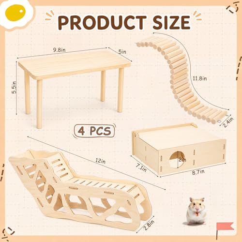 BreezeHug 4 Pcs Hamster Cage Accessories Hamster Platform Toy, Enclosure - style: Enclosure