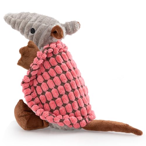 Hollypet Armadillo Squeaky Puppy Dog Toys for Small Medium Dogs, 8" - color: Bright Pink, size: 8 IN