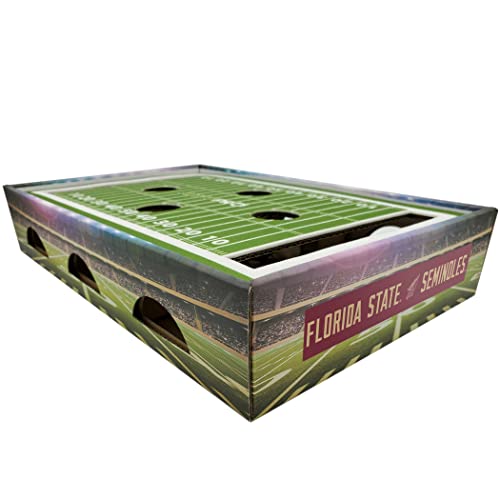 Pets First NCAA Florida State Seminoles Cat Scratcher Box, Game Day Cat Toy, NCAA Football Field Designed Cat Scratcher and Lounge, Stimulating Cat Game - color: Florida State Seminoles
