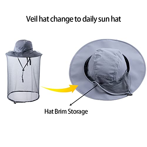 Head net hat Beekeeping Beekeeper bee Veil hat Hunting Netting mesh Hood Cap bee Keeper Catcher Halloween Costume Dark Grey - color: Dark Grey