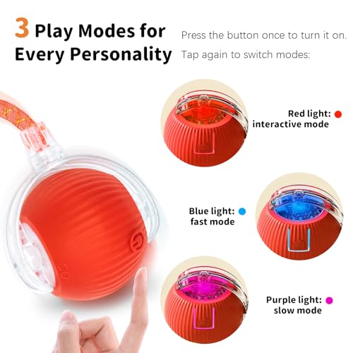 Cat Toys for Indoor Cats Smart Automatic Ball Moving Chase Dogs Toy, Red - color: B1-Red Dragonfly
