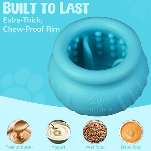 Wobbly Dog Enrichment Lick Toy, Stuffable Frozen Lick Bowl to Keep Dogs Busy, Long-Lasting Interactive Treat Dispensing Dog Toy, Silicone Fetch Catch Chew Toy(Teal,M) - color: Teal, size: M