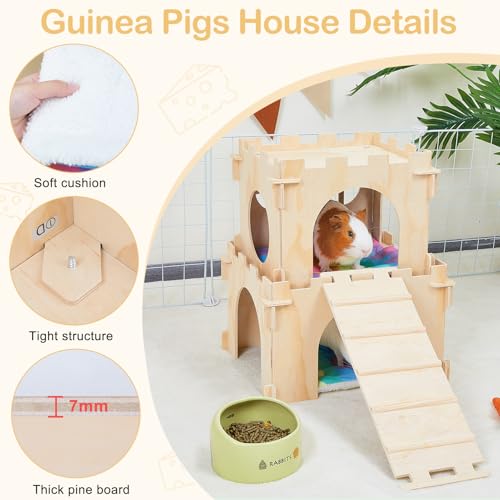 Unicorn Catcher 2 Pack Wooden Guinea Pig Hideout House with Stairs & Mats - size: 2 Houses