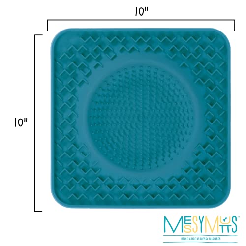 Messy Mutts Lick Bowl Mat, 10 Inch, Slow Feeder for Dogs Cats, Blue - color: Blue, size: 10" x 10" - Not Framed