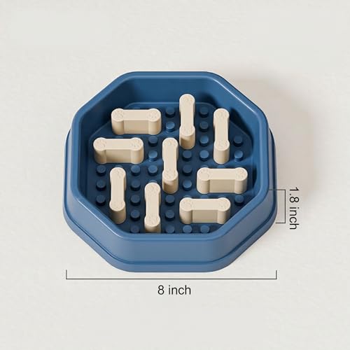 Adjustable Slow Feeder Dog & Cat Bowl, Non-Slip Puzzle Feeding Bowl, Healthy Eating Pet Bowl for Small Medium Dogs Cats (Blue) - color: BLUE