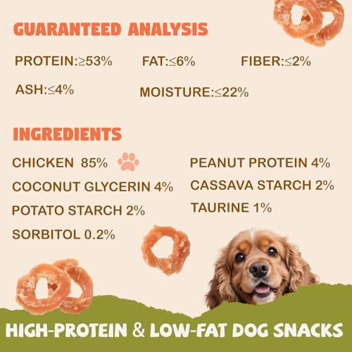 Chicken Jerky Rings Dog Treats with Taurine, Rawhide-Free, 10.6 oz