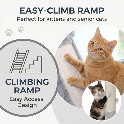 70 Inch Tall Cat Tree Tower for Indoor Cats, Multi-Level Large Cat Condo with Scratching Posts, Hammock & Perches, Sturdy Activity Center for Big Cats/Light Grey - color: Light Grey