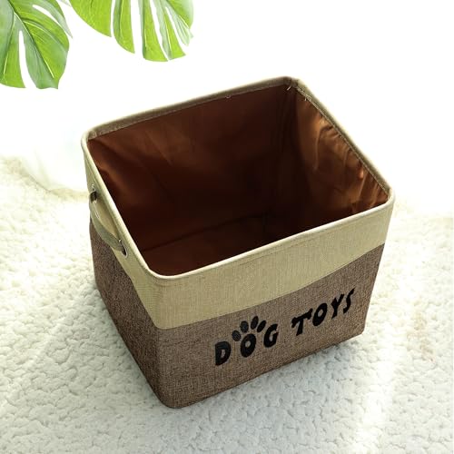 PET ARTIST Dog Toy Basket, Large Collapsible, Brown, L:15"x13"x12" - color: Brown, size: L:15"x13"x12"