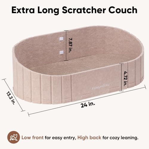 FUKUMARU Cat Scratcher, 24 Inch Sofa Shape Cat Scratching Bed Couch Indoor - color: Beige