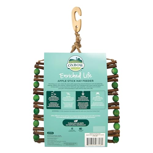 Oxbow Apple Stick Rabbit Hay Feeder, Guinea Pig Hay Holder, Chewable