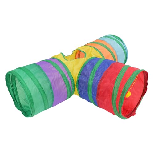 Cat Play Tunnel,Occupiedpet Collapsible Cube Tent with 4 Entry Points - color: T-shaped