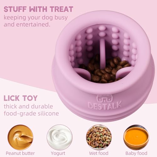 Dog Enrichment Treat Toy, Long-Lasting Wobbly Interactive Freeze Lick Toys for Dogs, Stuffable Puzzle Feeder Toy for Boredom, Silicone Treat Dispensing Chew Toy (Pastel Purple,L) - color: Pastel Purple, size: L