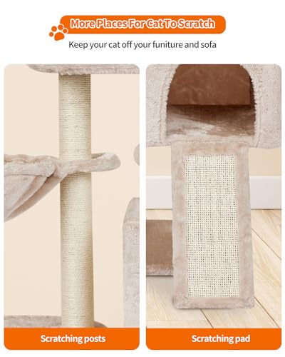 Cute Cat Tree Kitten Cat Tower Condo Furniture Scratching Posts Hammock - color: Beige