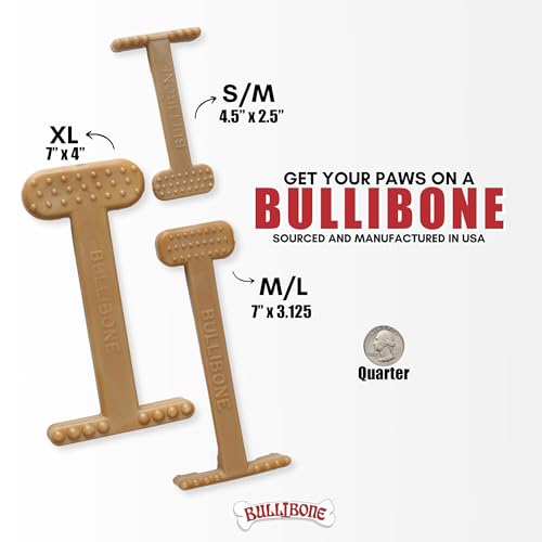 Bullibone Nylon Dog Chew Toy for Aggressive Chewers - Dental Hygiene Bone with Beef Flavor, Durable Tough Chew Toys for Large Dogs, Indestructible Dog Bone - 3 Pack - size: Large - 3 Pack