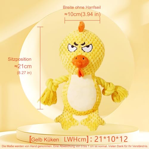 Cute Animals Interactive Dog Squeak Toys, Rope Plush Pet Chew Toys - Yellow - color: Yellow Chick