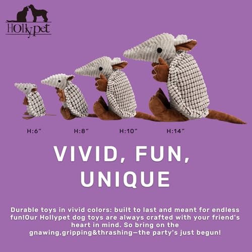 Hollypet Armadillo Squeaky Puppy Dog Toys for Small Medium Dogs, 6" - color: Gray, size: 6 IN