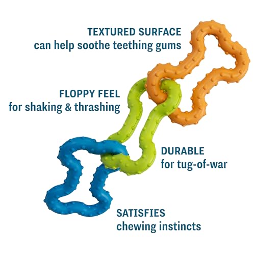 Bone Tugz Dental Dog Chew Toy, Floppy & Textured, 6.3" - color: Bonetugz Blue