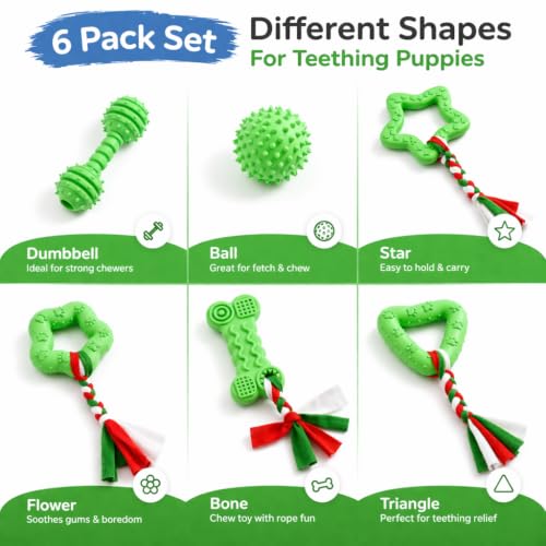 Halloween Puppy Chew Toys, 6 Pack Teething Toys for Small Breed Puppies - color: 6 Pack Green Chew Toys