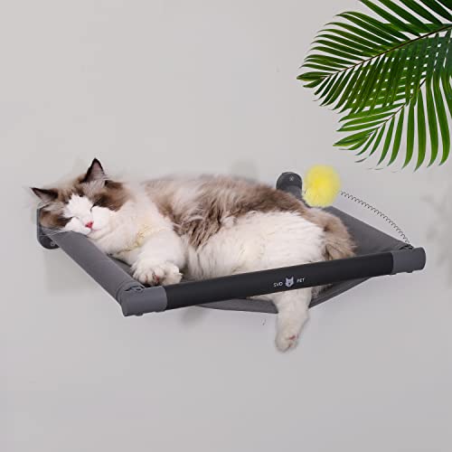 SVD.PET Cat Hammock Wall Mounted with Toy, Soft Padded & Comfortable Cover Premium Wall Furniture. Modern Design Cat Shelf. Supports up to 40 lbs (Comfy Plus, Dark Grey) - color: Dark Grey, size: Hammock - Comfy Plus