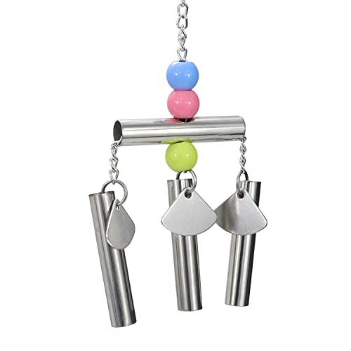 Wontee Stainless Steel Bird Bells String Toy Hanging Chew for Parrots, C - style: C (Bird Bell Toy)