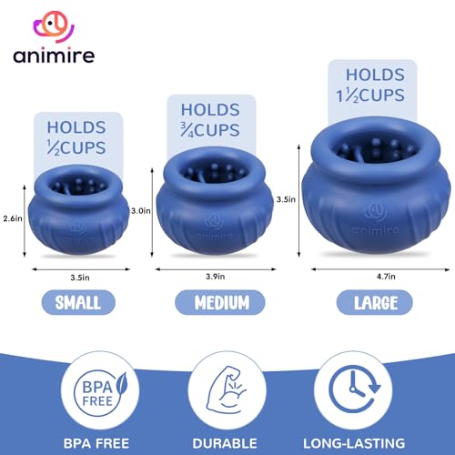 Wobbly Dog Enrichment Lick Toy, Stuffable Frozen Lick Bowl to Keep Dogs Busy, Long-Lasting Interactive Treat Dispensing Dog Toy, Silicone Fetch Catch Chew Toy(Dark Blue,S) - color: Dark blue, size: S
