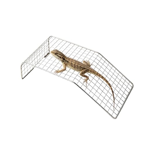 Stainless Steel Reptile Climbing Net – Basking Platform for Bearded Dragon, Leopard Gecko, Blue-Tongued Skink, Turtle – Durable Basking Rock & Ramp for Tank Accessories, Reptile Bed for Sunbathing - size: 30*10CM / 11.8*3.9IN