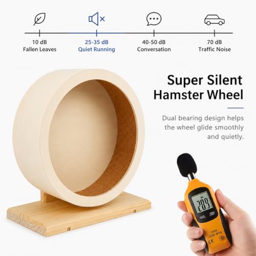 antiai Hamster Wooden Silent Wheel, 12 Inch Small Animal Exercise Wheel Accessories, Quiet Spinner Hamster Running Wheels Prevent Depression Toys for Hamsters, Gerbils, Mice and Other Small Pets (XL) - size: XL
