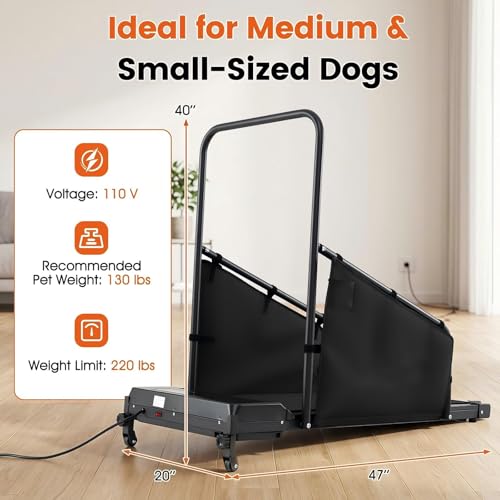 GYMAX Dog Treadmills for Small/Medium Dogs - Pet Runner with Remote, Display Monitor, Adjustable Incline, Shock-Absorbing Belt & Wheels, 3 in 1 Dog Running Machine Walking Pad for Indoor Exercise