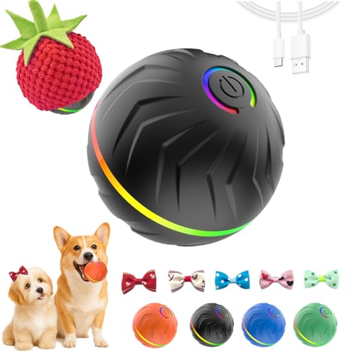 2026 T01 Interactive Dog Ball, Automatic Moving and Bouncing Dog Toy - color: Black