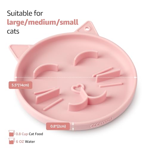 Coomazy Slow Feeder Cat Bowl Silicone Pet Puzzle Feeder for Slow Eating - color: Pink, size: 0.8 Cups