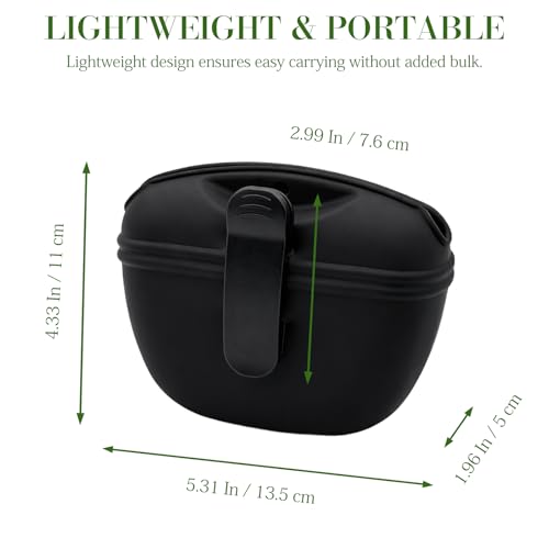 Black Silicone Dog Treat Pouch, Portable Pet Training Snack Bag with Magnetic Closure and Waist Clip for Dog Walking