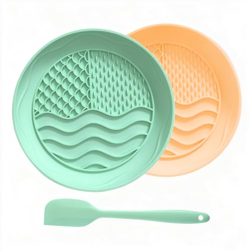 Dog Lick Mat, Dual Texture Slow Feeder with Suction Cups, 2 Pack