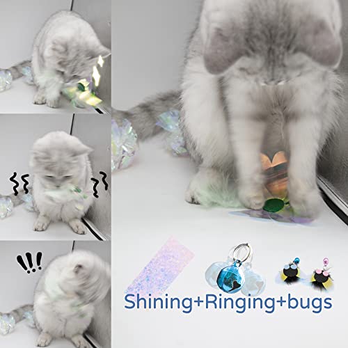 Cat Toy, Shiny Insect Refills for Cat Wand Toy, 9PCS Replacements with Bells for Cat Fishing Pole Toy, Interactive Cat Toy Lightweight, Chase and Exercise (Insects + Ball Set) - color: Insects + Ball Set