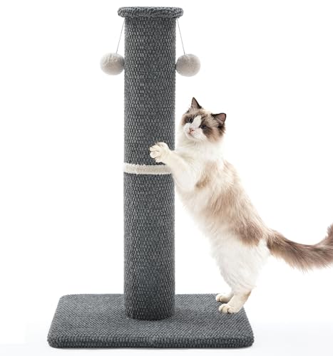 Made4Pets Tall Cat Scratching Post, Carpet Scratcher for Indoor Cats, 33" - color: Dark Grey, size: 33"