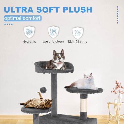 FDW | 54" Cat Tree Tower | Light Gray | Multi-Level Indoor Activity Center - color: Light Gray