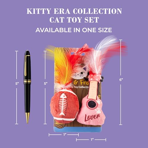 Haute Diggity Kitty Era Tour Guitar + Football Set, Soft Plush Cat Toys - color: Multi - Kitty Guitar + Plush Football Duo